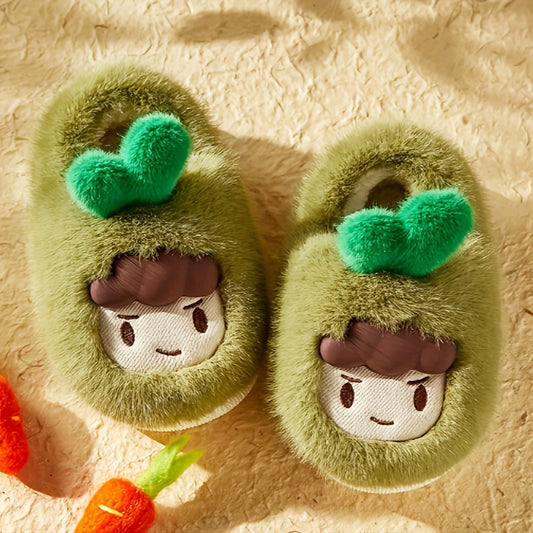 Girls' Cartoon Furry House Shoes Lightweight Non Slip Soft Bottom Walking Shoes