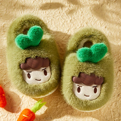 Girls' Cartoon Furry House Shoes Lightweight Non Slip Soft Bottom Walking Shoes