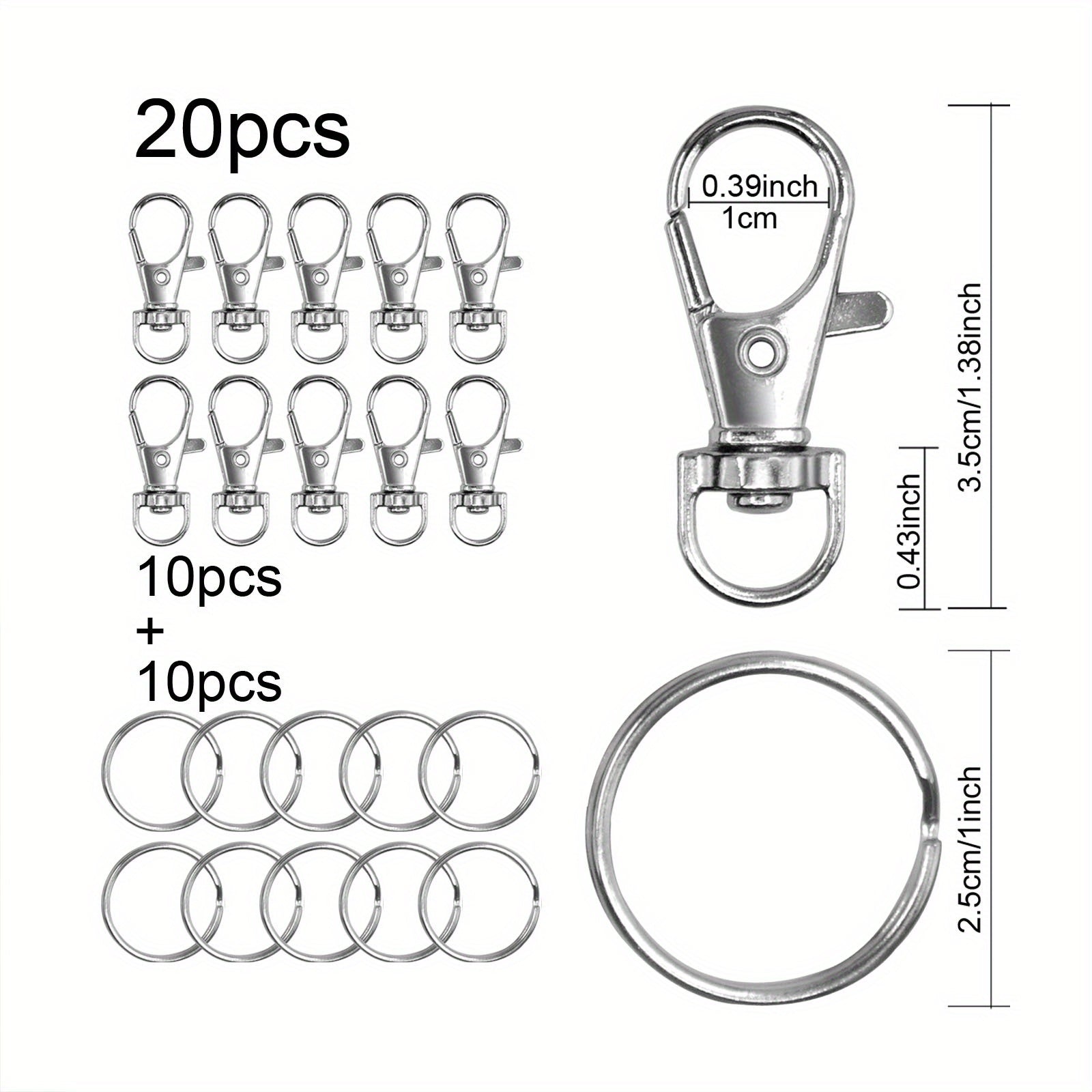 100 Metal Swivel Snap Hooks Key Chain Rings Jewelry Crafts Silver
