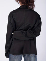 Women's Plus Solid Long Sleeve Single Breast Button Lapel Collar Blazer