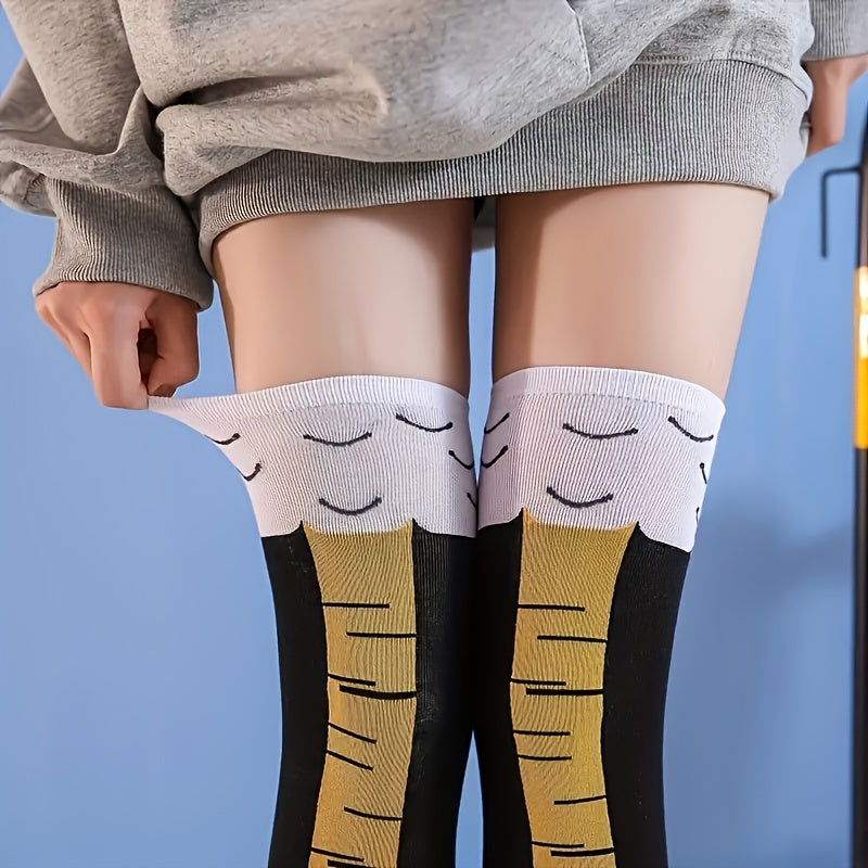 Chicken Feet Pattern Calf Socks Funny Knee High Stockings