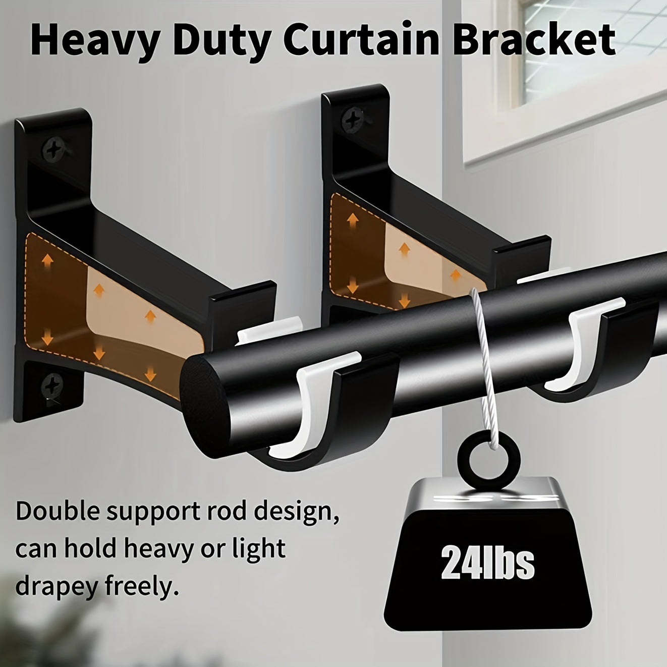 2pc Aluminum Alloy Curtain Rod Bracket Strong Load-bearing Capacity