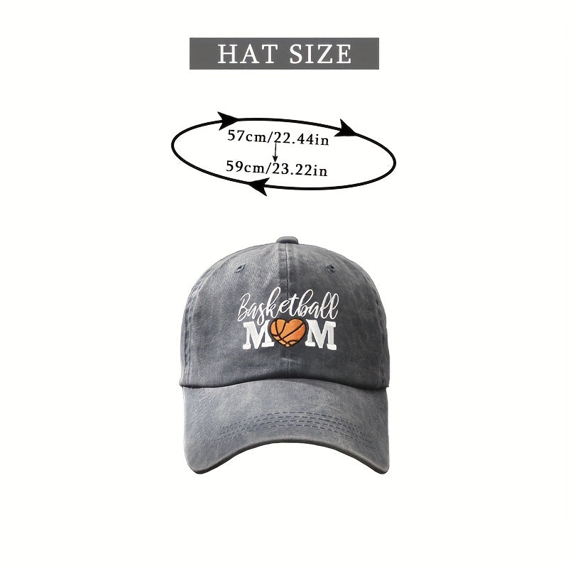 BASKETBALL MOM Baseball Cap Embroidered Washed Distressed Dad Hats