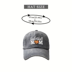 BASKETBALL MOM Baseball Cap Embroidered Washed Distressed Dad Hats