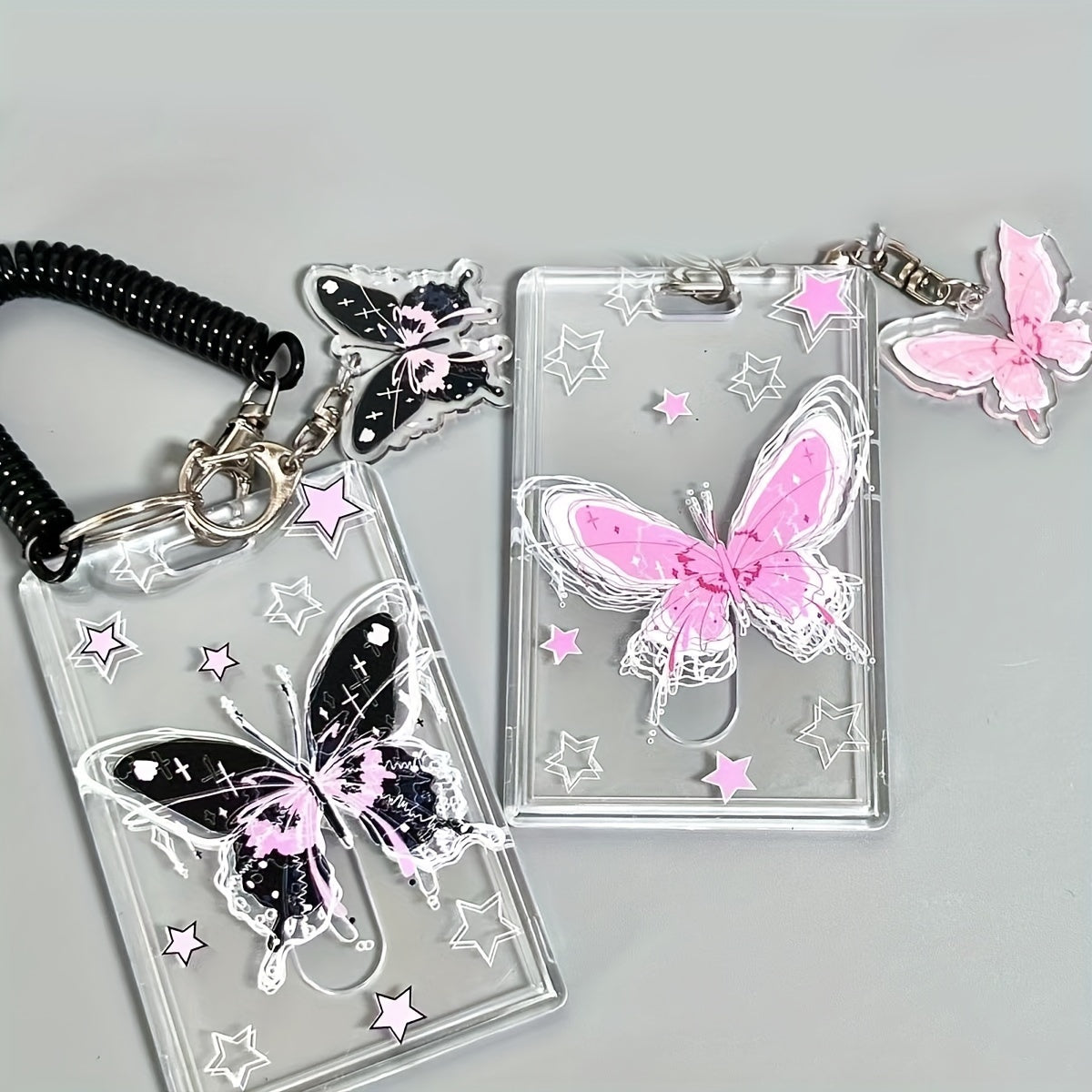 Crystal Butterfly Keychain Acrylic Card Cover Pendant 1 Pack