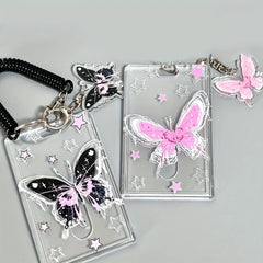 Crystal Butterfly Keychain Acrylic Card Cover Pendant 1 Pack