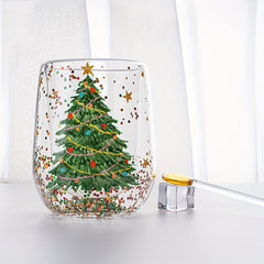 Glass Christmas Tree Water Cup Flowing Sequin Cartoon Water Cup