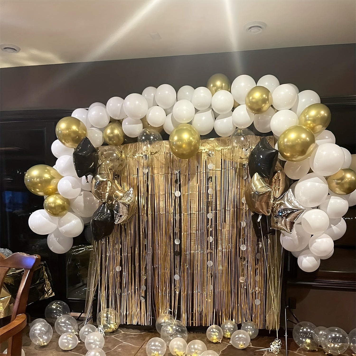 61pcs Golden Confetti Balloons Set with Ribbon for Wedding Birthday Baby Shower