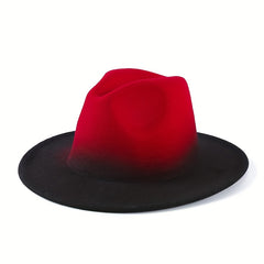 Y2K Vintage Fedora Cap Gradient Block Jazz Trilby Hats