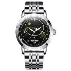 KUERST Steel Belt Automatic Mechanical Watch Waterproof Luminous Starry Sky