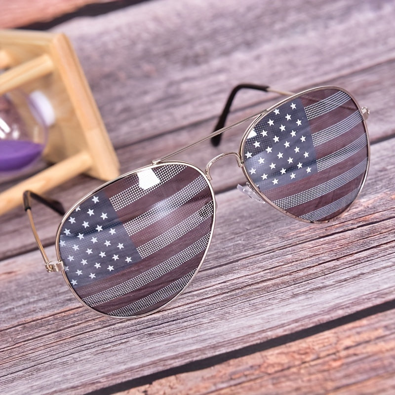American Flag Sunglasses Top Bar Aviator Sun Shades Patriotic Glasses
