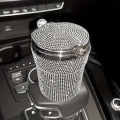 Rhinestone Car Ashtray with Lid & LED Light