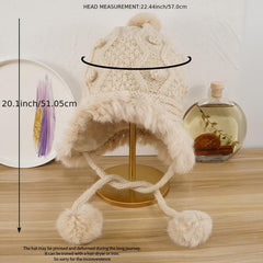 Women's Winter Skull Beanie Faux Fur Knit Warm Soft Cap For Her Christmas