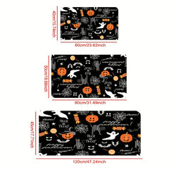 Halloween Pumpkin & Bat Print Kitchen Rug Carpet Toilet Rugs
