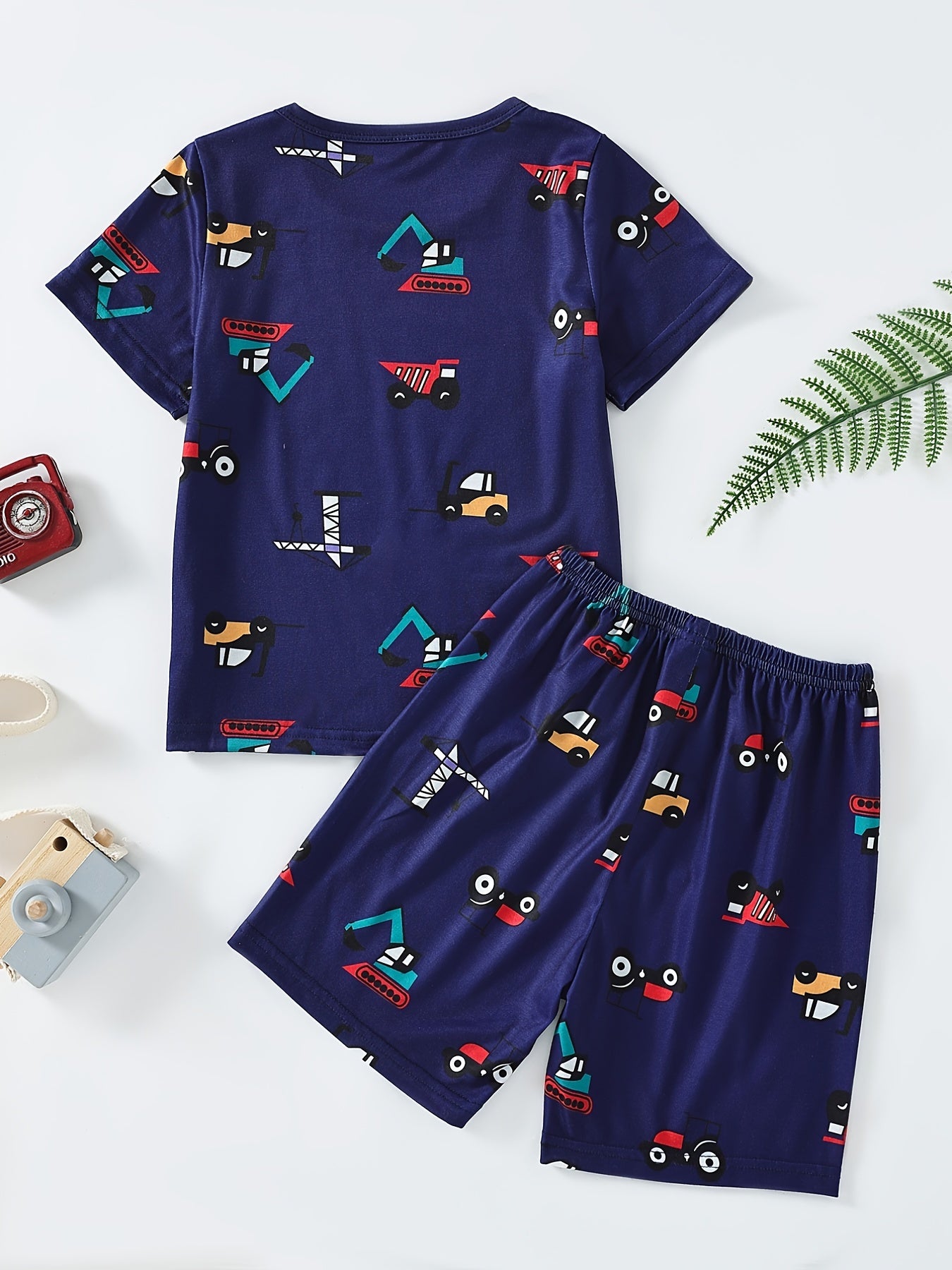 Boys Car Print T-shirt & Shorts Set for Summer