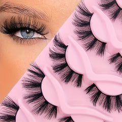 5 Pairs Cat Eye Lashes Curling Thick Fluffy Faux Mink False Eyelashes