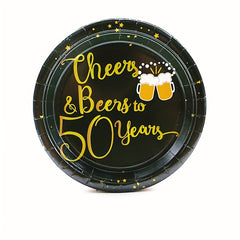 50th Birthday Party Supplies Cheers & Beers Tableware Set
