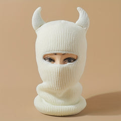 Monster Ears Ski Mask Balaclava Solid Beanie Y2K Knit Hat