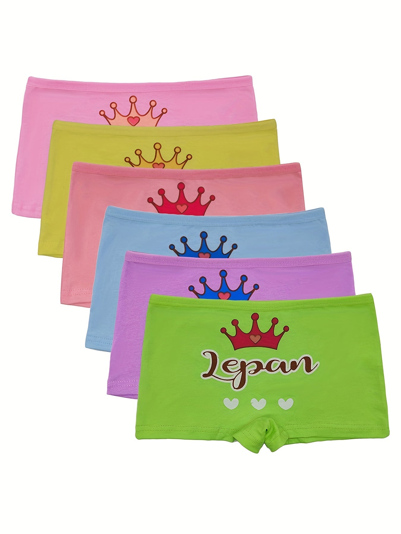 6pcs Girls Triangle Panties Cartoon Print Elastic Waist Soft Comfortable Underwe