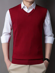 Men's V-Neck Sleeveless Wool Vest Tank Top for Autumn/Winter