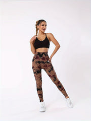 Tie Dye Seamless Sports Leggings High Waist Yoga Elastic Tights