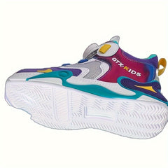 Boy's Block Basketball Shoes Rotating Buckle Non Slip Sneakers