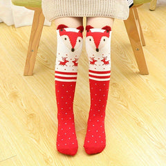 Girl's Animal Pattern Striped Knee High Socks Cotton Blend Long Stockings