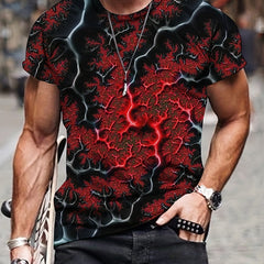 Men's 3D Abstract Graphic Novel T shirt Casual Mid Stretch Pullover Tee
