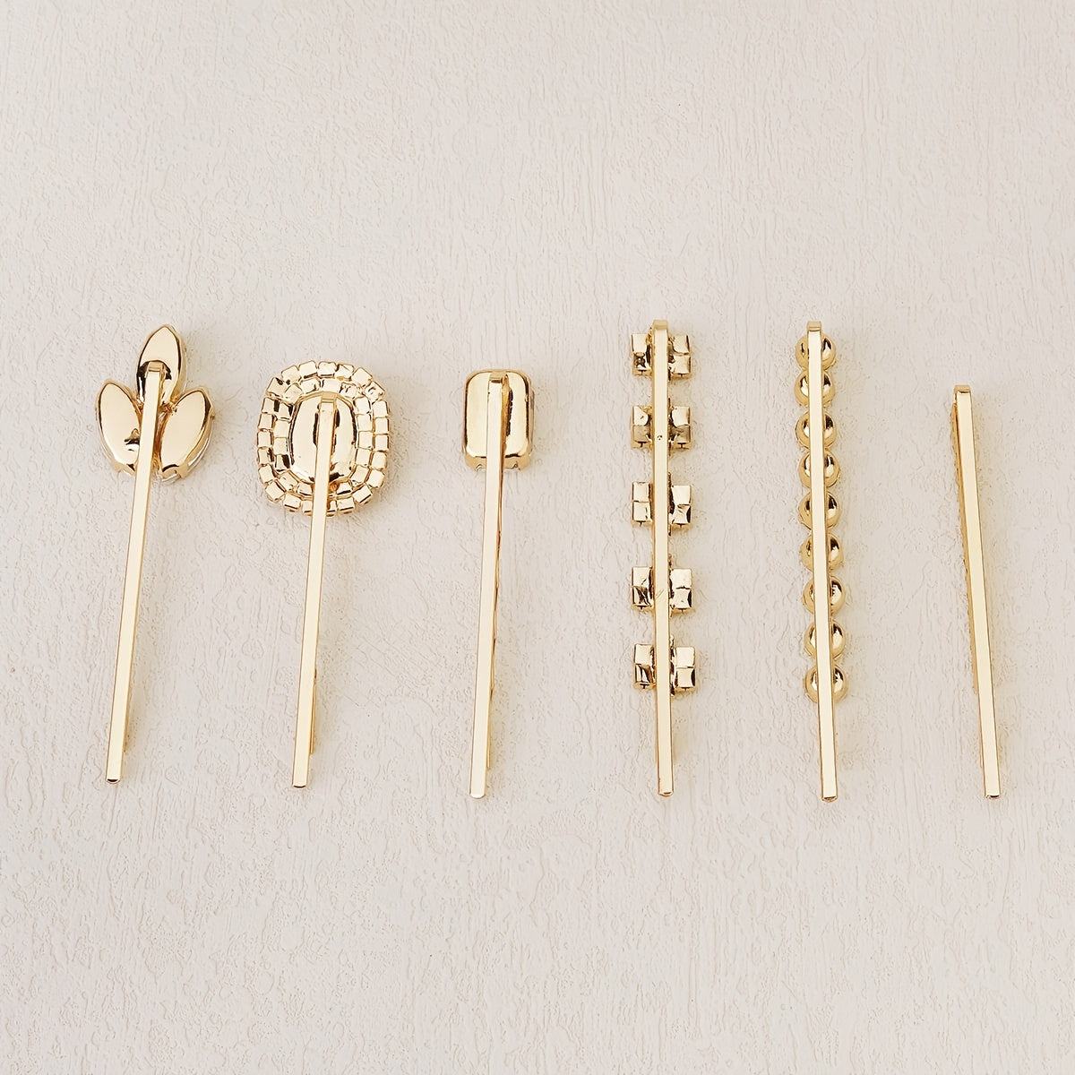 6pcs Rhinestone Hairpin Metal Golden Hair Clip Wedding Birthday Cosplay Costumes
