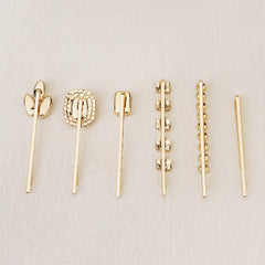 6pcs Rhinestone Hairpin Metal Golden Hair Clip Wedding Birthday Cosplay Costumes