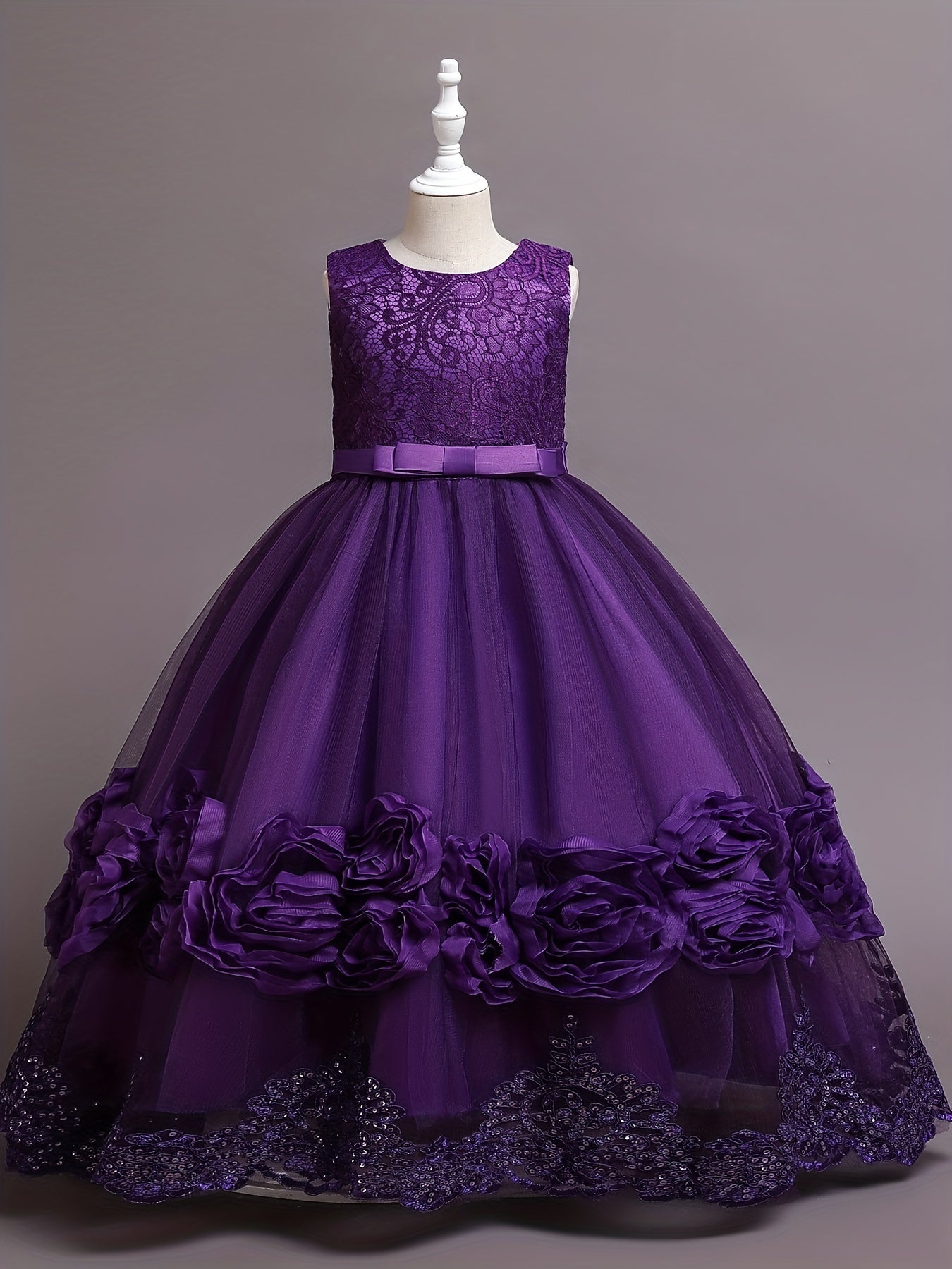 Girls' Rose Graphic Evening Dress Flower Girl Princess Dress Wedding Dress