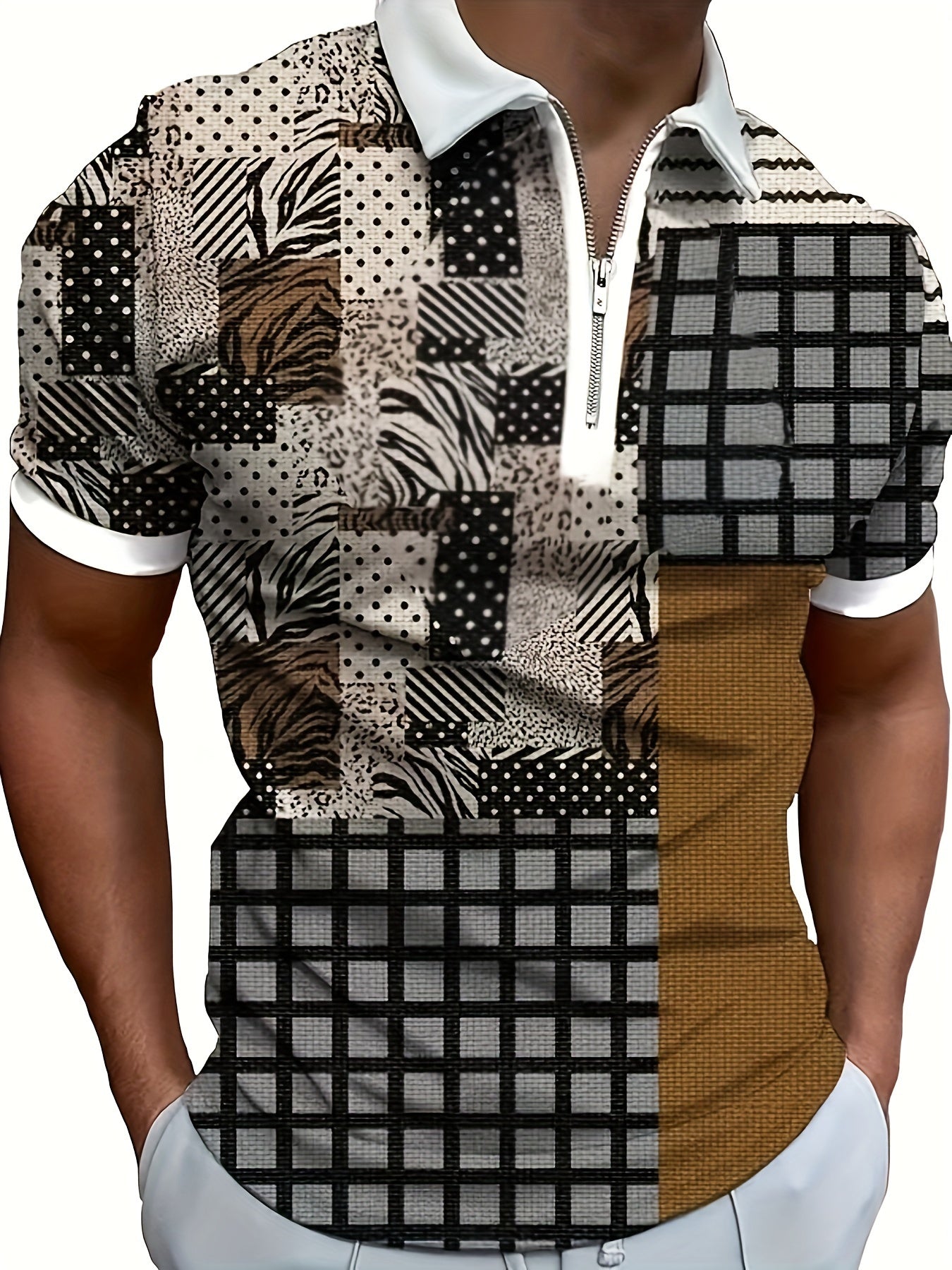 Men's Vintage Lapel Zipper Shirt for Fitness