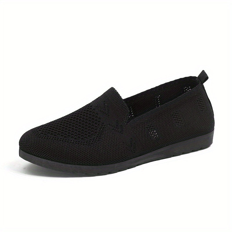 Women's Breathable Knit Flat Shoes Lightweight Slip On Shoes