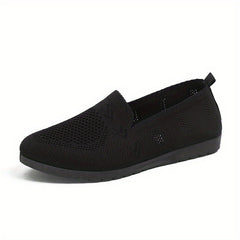 Women's Breathable Knit Flat Shoes Lightweight Slip On Shoes