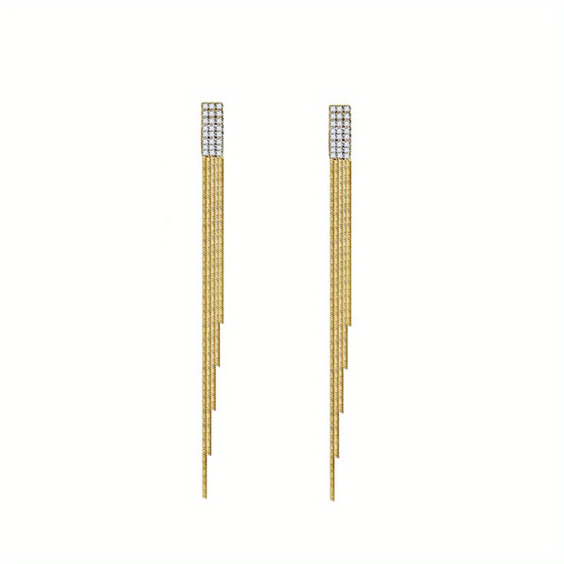 Rhinestone Chain Tassel Drop Stud Earrings Girls Ear Accessories