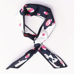 Animal Print Skinny Scarf Long Ribbon Neckerchief Satin Hair Ribbon