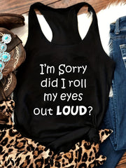 Letter Print Tank Top Casual Sleeveless for Summer