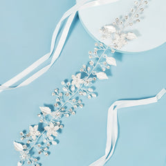 Bridal Headpiece Leaf Rhinestone Hair Pearl Crystal Party Headband