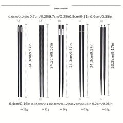 5 Pairs Alloy Chopsticks Reusable Non-slip Durable Kitchen Household Chopsticks