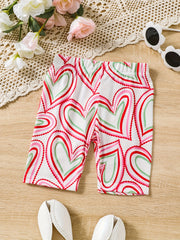 Toddler Girls Colorful Heart Graphic Elastic Waist Biker Shorts