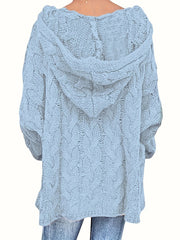 Casual Sweater Women's Solid Hooded Knitted Pullover Jumper