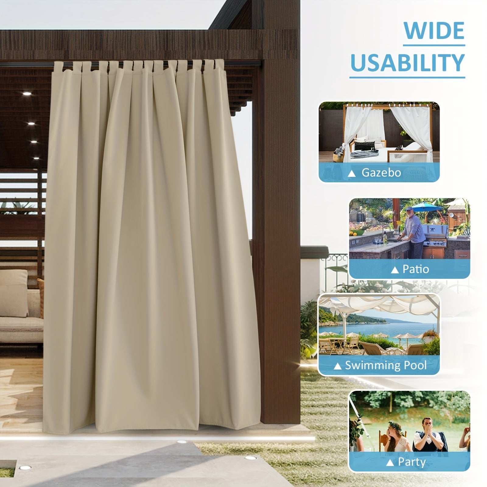 Waterproof Blackout Outdoor Curtains for Privacy and Decor