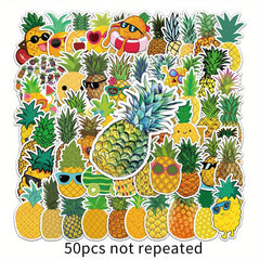 50 Pineapple Pattern Waterproof Stickers Water Bottles Laptop Luggage