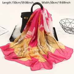 Chiffon Scarf Big Leaf Flower Print Boho Shawl Beach Towel