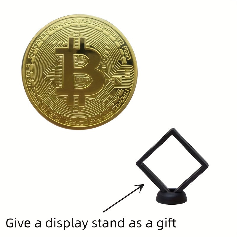 Bitcoin Collectible Coin with Display Rack - Perfect Gift