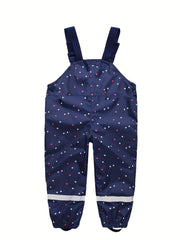 Girls' Star Print Overalls & Rain Pants Set