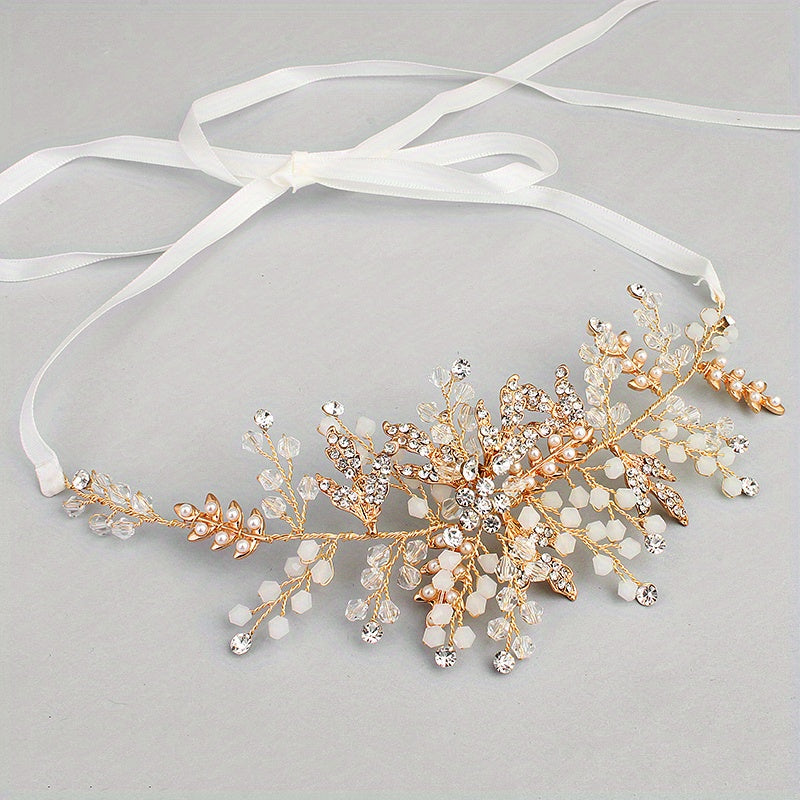 Rhinestone & Faux Pearl Hair Band Bridal Headband Vintage Hair Accessory