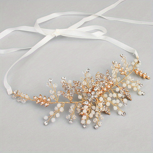 Rhinestone & Faux Pearl Hair Band Bridal Headband Vintage Hair Accessory