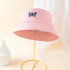 Butterfly Printed Bucket Hat Solid Basin Hat Casual Couple Fisherman Cap
