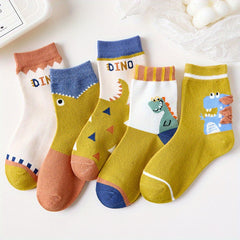 5 Pairs Kids Cartoon Socks, Breathable Comfy Socks for Boys and Girls